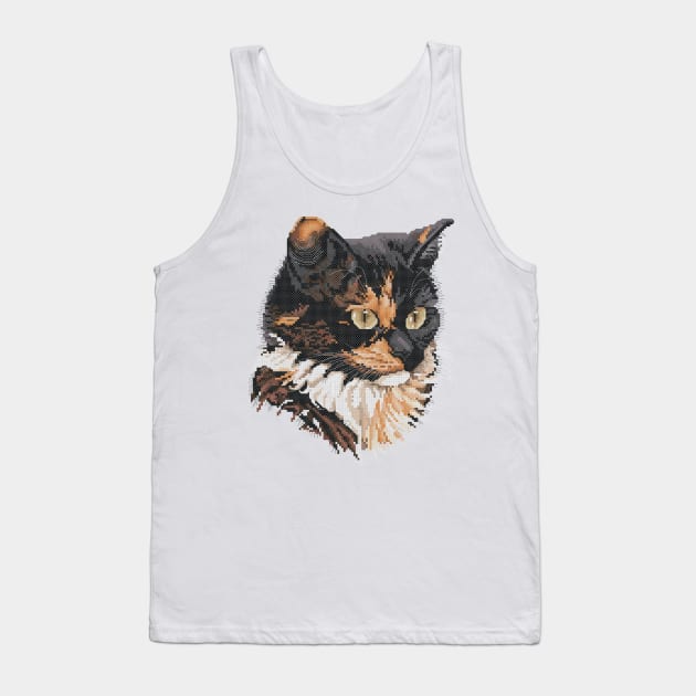 Tortoiseshell Cat Cross Stitch Tank Top by inotyler